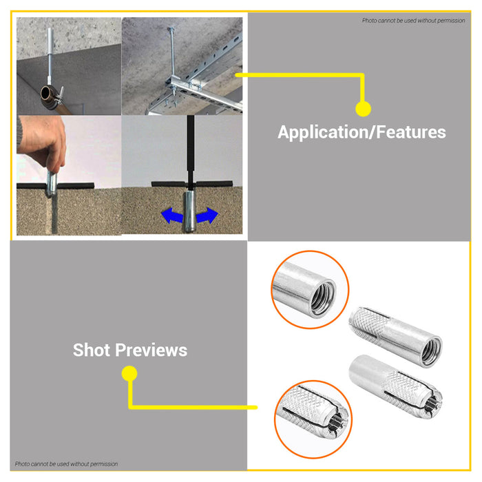BUILDMATE Wadfow Drop-In Anchor Zinc Plated Concrete Flush Mount Drop-In Fastener Female Expansion Anchor SOLD PER BOTTLE - WHT
