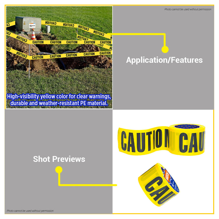 BUILDMATE Wadfow 7.6cm x 91m PE Safety Warning Tape Caution Tape for zones WEE2H90 - WHT