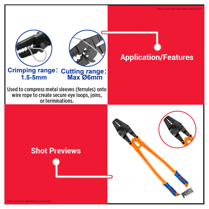 Buildmate x Wadfow 24" Wire Rope Crimping Pliers Cr-V Heavy Duty WCP4024 WHT