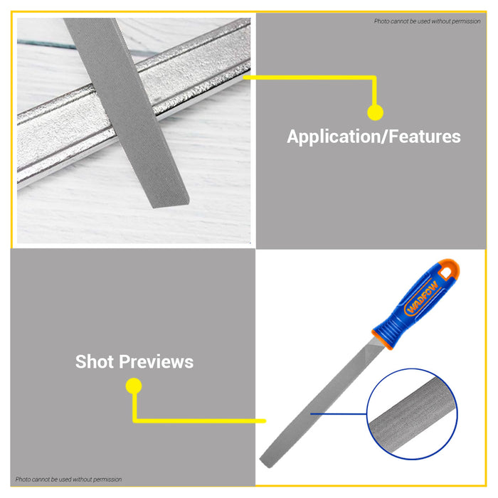 BUILDMATE Wadfow T12 Steel File Flat / Half Round / Square / Triangle Metal Hand Shaping Metalworking Workshop Filing Tool - WHT