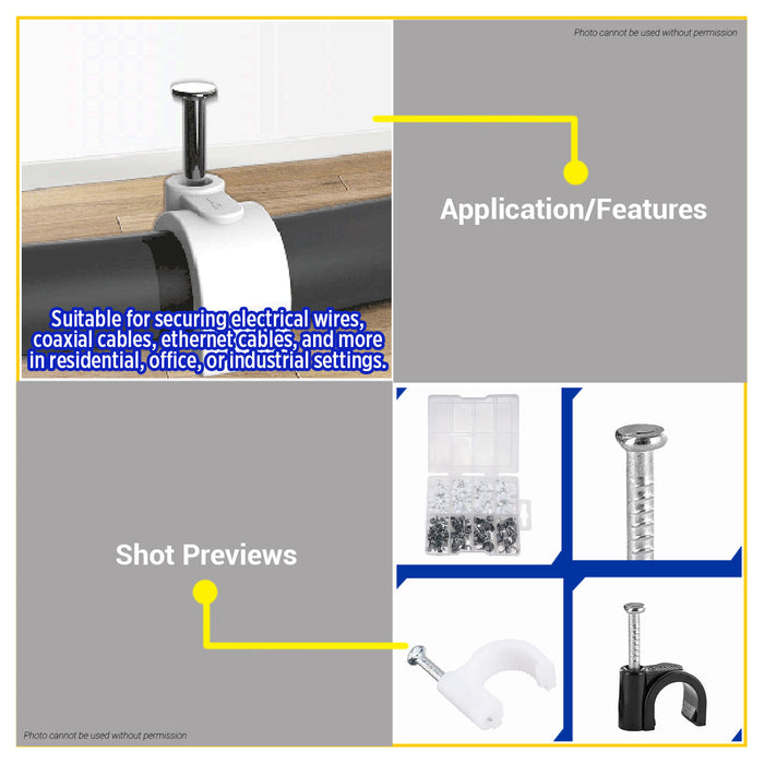 BUILDMATE Wadfow 134PCS/SET Cable Clip Kit Black & White Cable Management Cord Organizer Wire Clamp Mounting Clip Fastener Holder Set WFQAB01 - WHT