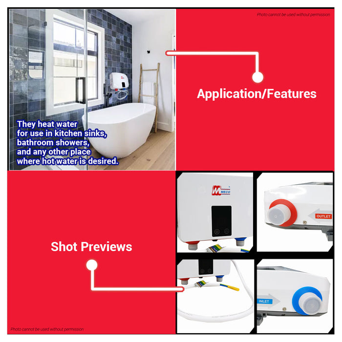 BUILDMATE x MECO 5.5kW Tankless Multipoint Water Heater WH-55N/WH-55E | Digital Control, 220V