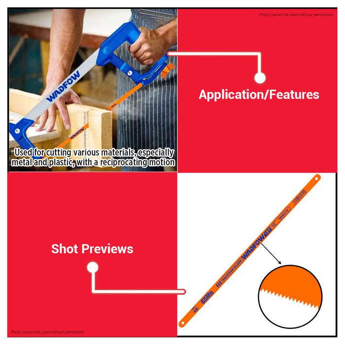 BUILDMATE Wadfow 6pcs Hacksaw Blade Set 24T 300mm Hack Saw Replacement Hand Saw Blade Kit WHB2124 - WHT