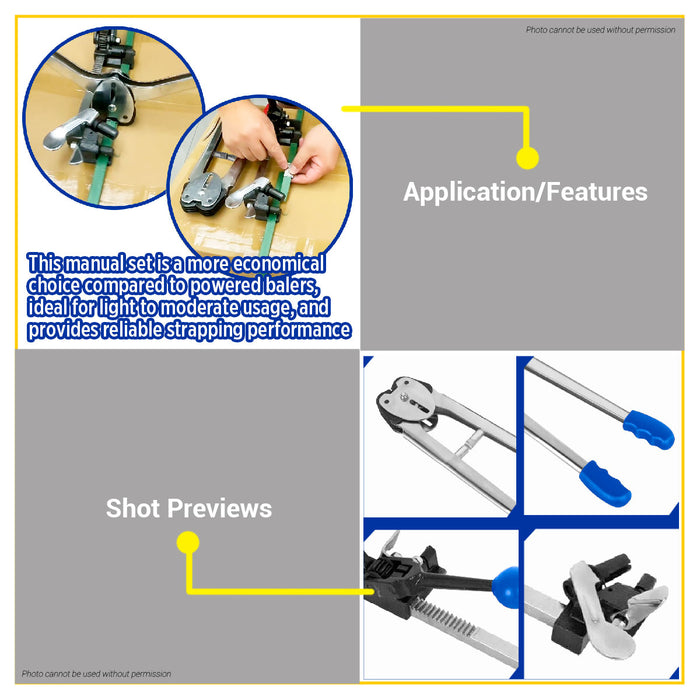 BUILDMATE Wadfow Manual Balers Set 12-16mm Hand Bale Packing Wire Tightening Pliers And Tensioner Baling Manual Belt Strapping Tool WHS2620 - WHT