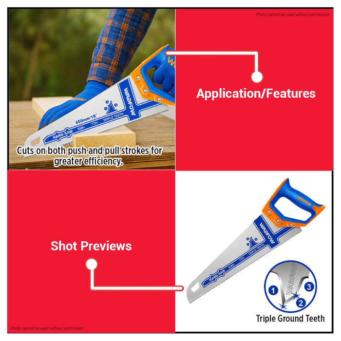 WADFOW 18" Hand Saw Triple Teeth WHW8G18 WHT