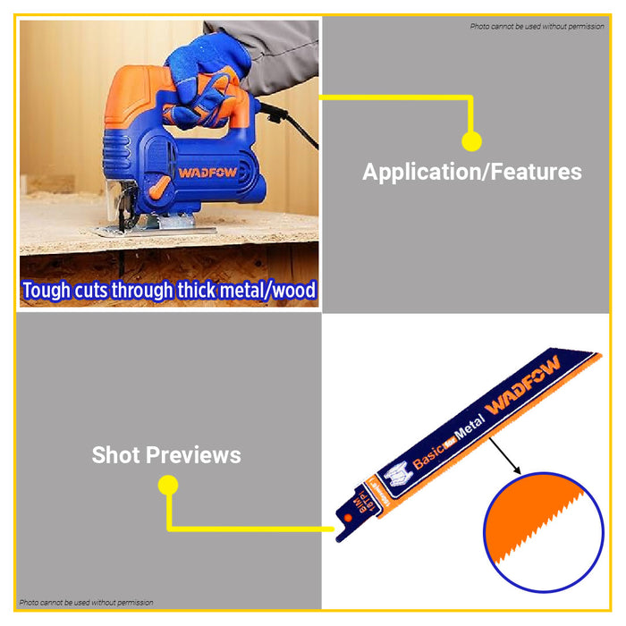 BUILDMATE Wadfow 2PCS/SET Reciprocating Saw Blades Basic for Wood / for Metal / For Wood with Nails Wood & Metal Cutting Blade SOLD PER SET - WHT