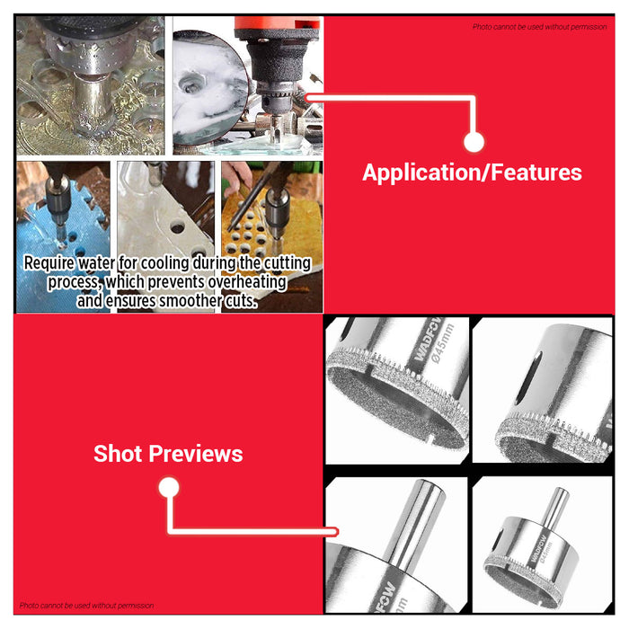 BUILDMATE Wadfow Diamond Hole Saw 20mm - 35mm Wet Diamond Drill Bit Hole Cutter Glass Cutting With Water for Tile Ceramics Porcelain  - WHT