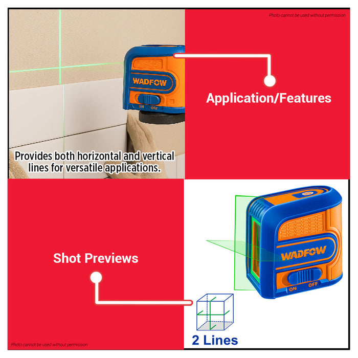 BUILDMATE Wadfow 0-30m Self Leveling Line Laser Horizontal & Vertical Cross Dual Line Green Laser Level Measuring Tool WLE2M03 - WPT