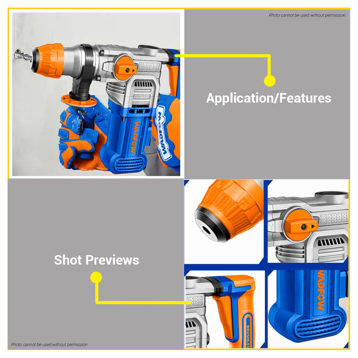 BUILDMATE Wadfow Lithium-Ion Cordless 20V Rotary Hammer 0-930rpm with 3 Function Rechargeable Concrete Demolition Hammer Drill WLM1528 - WCPT