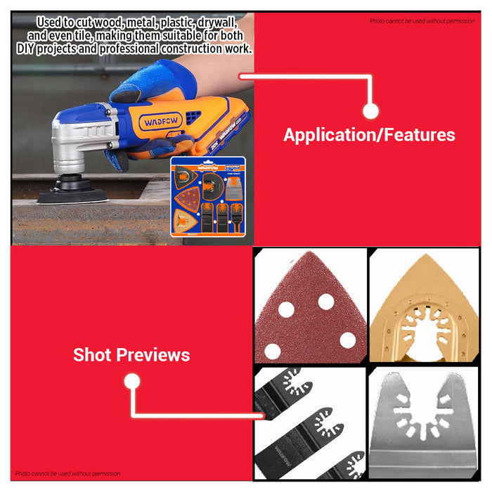 WADFOW 22pcs/set Multi-Function Saw Accessories Tool Blade Set WMA9417 WHT - BUILDMATE