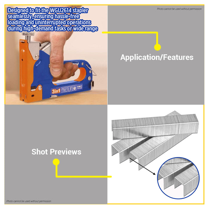 BUILDMATE Wadfow 1000PCS/SET Staples Wire 1.2mm / 6mm - 14mm Heavy Duty Stapler Wire Nails For WGU2614 Manual Tacker Staple - WHT
