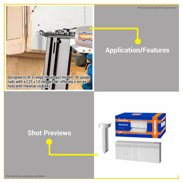 BUILDMATE Wadfow 5000PCS/BOX Brad Nail Staple 15mm - 50mm GA18 1.25x1.0mm Woodworking Finish Nail for Brad Nailer SOLD PER BOX - WHT