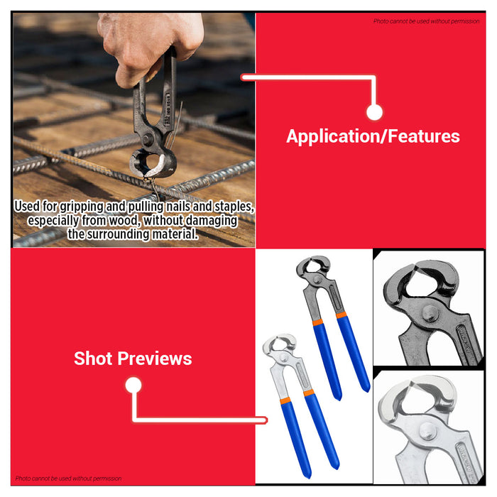 BUILDMATE Wadfow 8" Carpenter Pliers Multi-Purpose Nail Grip Puller Remover Tool End Nipper Claw Cutting Carpentry Plier - WHT
