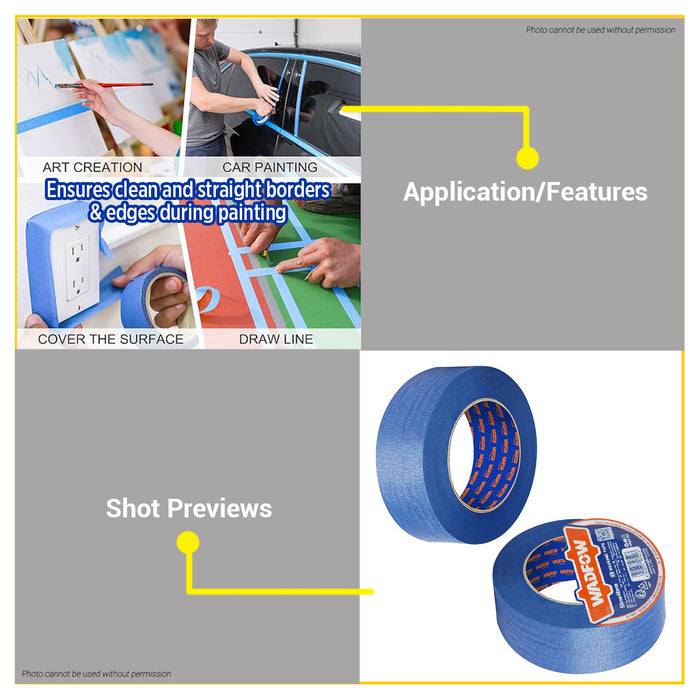 BUILDMATE Wadfow Masking Tape 12mm - 48mm Adhesive Blue Colored Tape For Painting and General Masking Applications SOLD PER PIECE - WHT