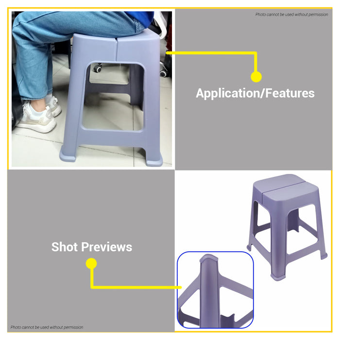 BUILDMATE Wadfow Plastic Stool 385x385x450mm Indoor / Outdoor Stackable Plastic Chair With Non Slip Rubber Pads SOLD PER PIECE WPZ1345 - WHT