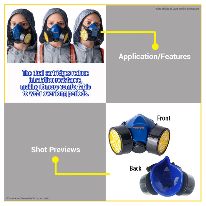 Wadfow High Efficiency Filtration Mask Paint Respirator (Including Two Cartridges) WRJ2502 WHT