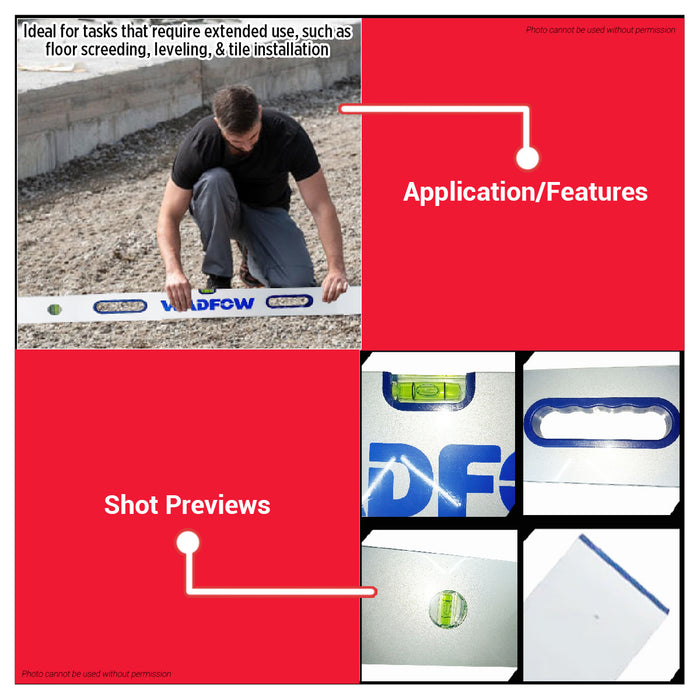 BUILDMATE Wadfow Aluminum Screeding Level 100cm / 150cm Straight Edges Screed Bar Level Plasterer's Floats Concrete Leveling Tool SOLD PER PIECE - WHT