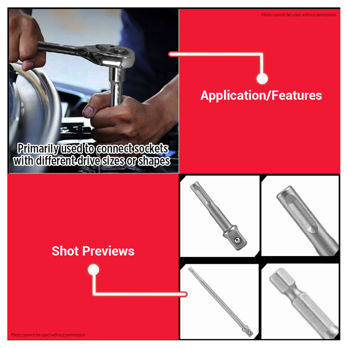 WADFOW 3PCS/Set SDS Plus | Hexagonal Shank Socket Adaptor WSV4K02 | WSV4K03 WHT - BUILDMATE