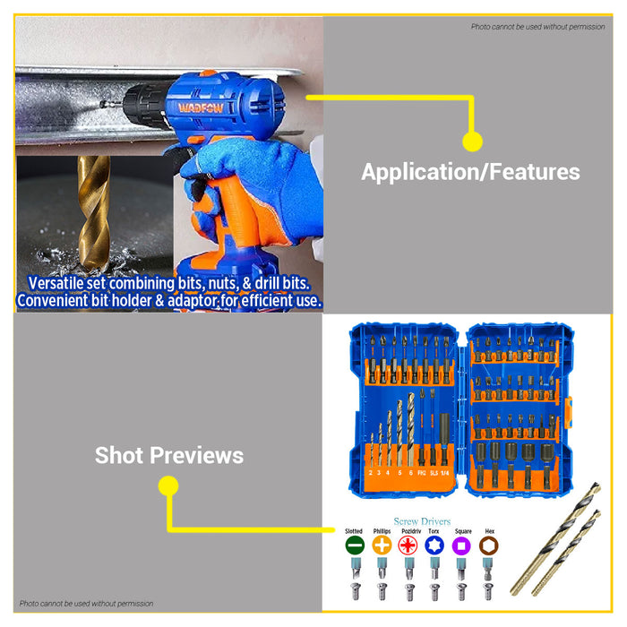 BUILDMATE Wadfow 45PCS/SET Impact Screwdriver Bits Set With Screwdriver Bit Holder DIY Multi-Bit Tool Kit Portable Tool Set WSV6545 - WHT