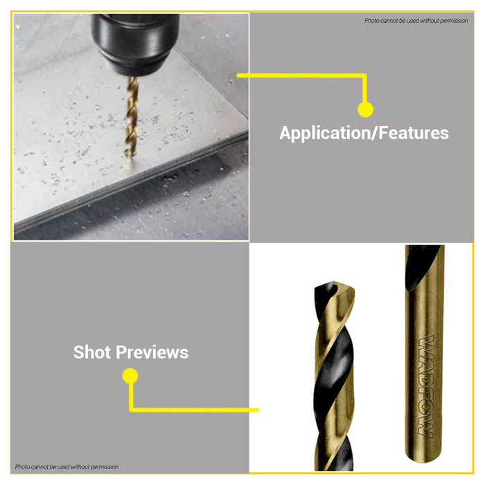 BUILDMATE Wadfow HSS Drill Bit 2mm - 13mm Black & Gold Metal Twist Drilling Tool Metalworking Drill Bit SOLD PER PIECE - WHT