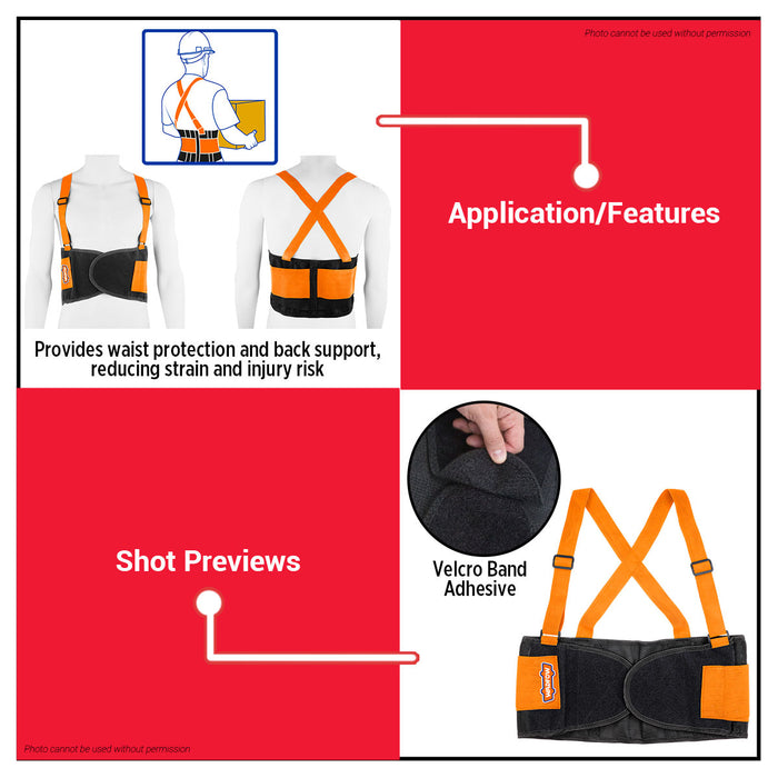 Wadfow M-XL Adjustable Back Support Belt Lumbar Brace Waist Protection for Lifting, Working | Lower Back Pain Relief SOLD PER PIECE - WHT