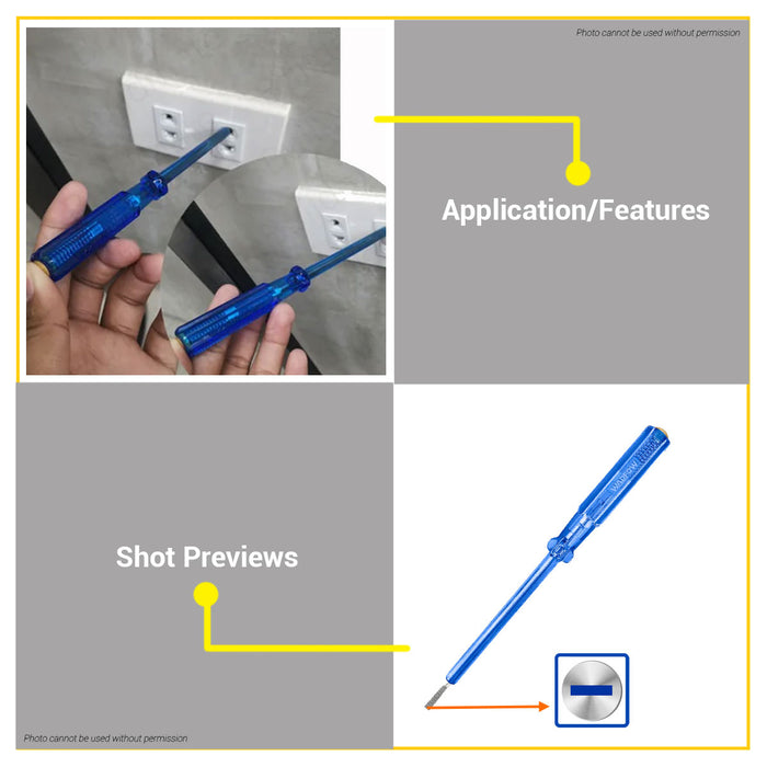 BUILDMATE Wadfow Test Pencil 4x100mm AC 100-500V Voltage Tester Light Flat Head Screwdriver Electric Circuit Detector Pen - WHT
