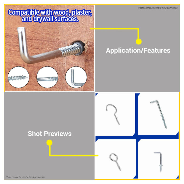 BUILDMATE Wadfow 172pcs / 151pcs Wall Mounting Hook Kit Assortment Carbon Steel Home Decor Multi-Purpose Wall Hanging Hook Set DIY Hardware Kit - WHT