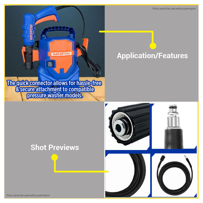 BUILDMATE Wadfow 5m Quick Connector High Pressure Washer Hose 16MPa / 160bar Heavy Duty Power Washer Replacement PVC Water Hose WXN3915 - WHT