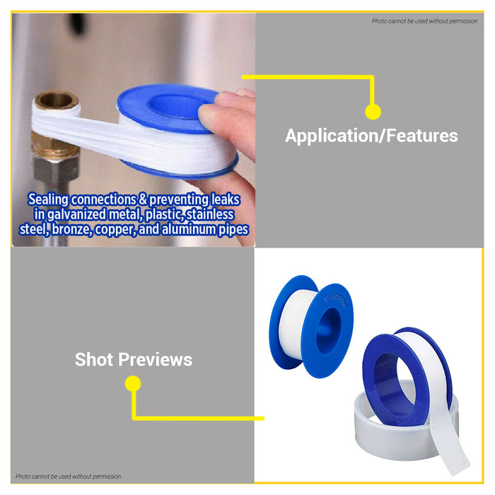 BUILDMATE Wadfow PTFE Teflon Thread Seal Tape 7m / 13m White Plumbers Sealant Threaded Joint Leak Proof Pipe Wrapping Tape SOLD PER PIECE - WHT