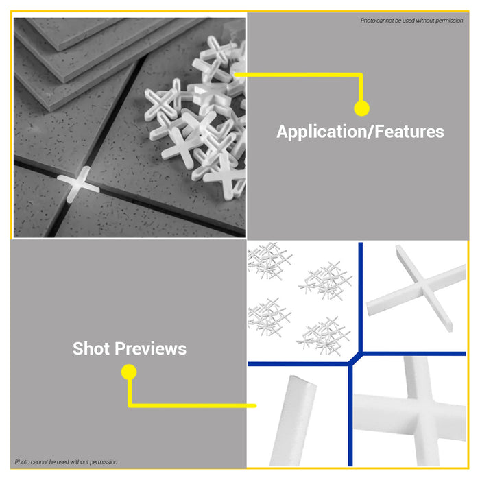 BUILDMATE Wadfow 100PCS/BAG Tile Spacer 1mm-4mm Grout Line Tiling Gap Spacing Cross Spacers Leveling Alignment Tile Installation Tool SOLD PER BAG - WHT