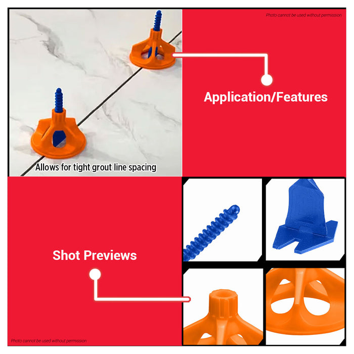 Wadfow 1mm-3mm Tile Leveling System Reusable Spacer / Cap Tiling Tool for Wall & Floor Tile Installation Kit SOLD PER BAG - WHT