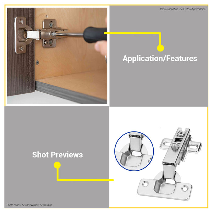 BUILDMATE Wadfow Cabinet Hinges 6x10cm Inset Half Overlay Self Closing Nickel Plated Steel Concealed Door Hinges for Furniture - WHT