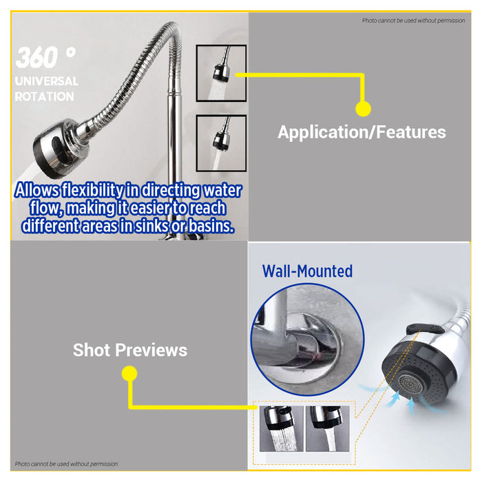 BUILDMATE Wadfow Cold Water Faucet 360° Degree Universal Adjustment Dual Mode Wall Mounted Handwheel Kitchen Tap WZD4903 - WHT