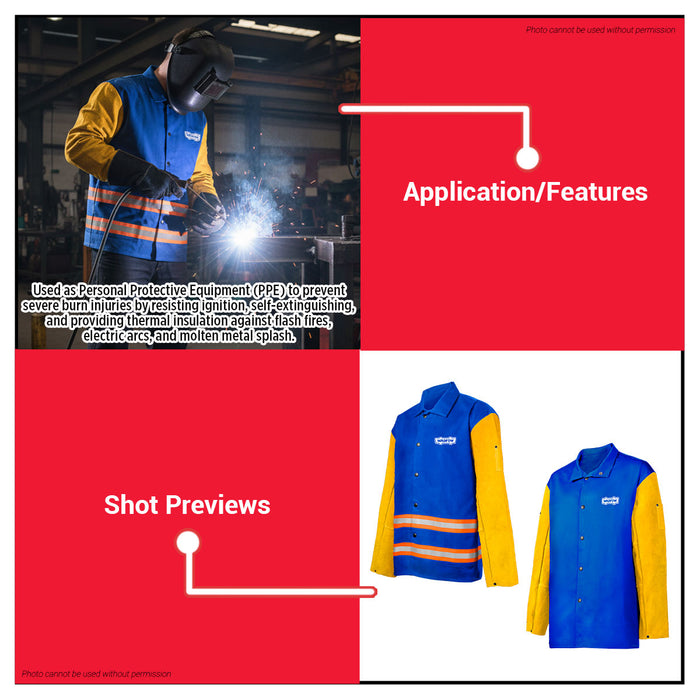 Buildmate x WADFOW Flame-Retardant Welding Jacket FR Cotton Leather Sleeve L/XL WZW0101/WZW0102