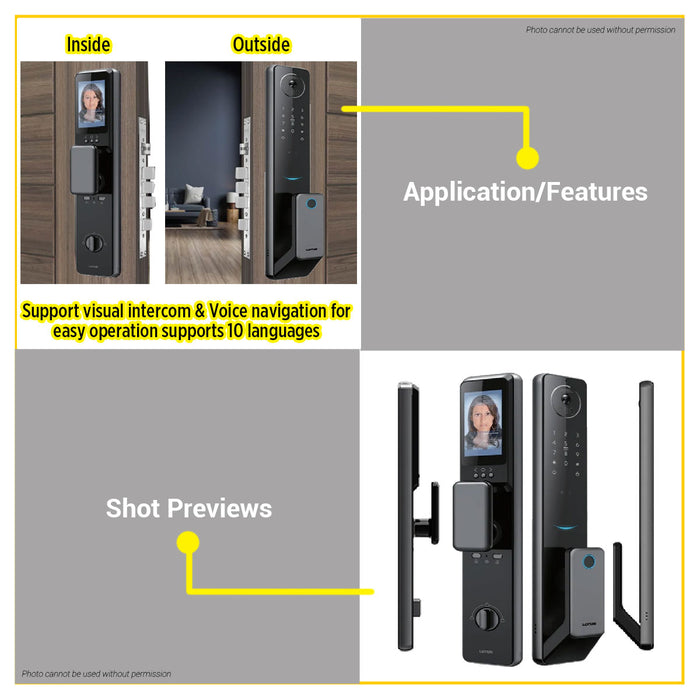 BUILDMATE Lotus Smart Entrance Door Lock With Face Recognition Keyless Wifi App-Controlled Household Security System Keypad Smart Lock X61