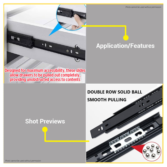 BUILDMATE Starwheel Full Extension Ball Bearing Drawer Slide Heavy Duty #605 12" / 14" / 16" / 18" / 20" inches [SOLD PER PAIR]