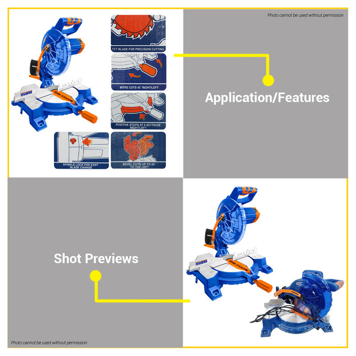 BUILDMATE Wadfow Mitre Saw 1200W / 1400W / 1800W with Dust Bag Wood Cutter Woodworking Cutting Machine Miter Saw  - WPT
