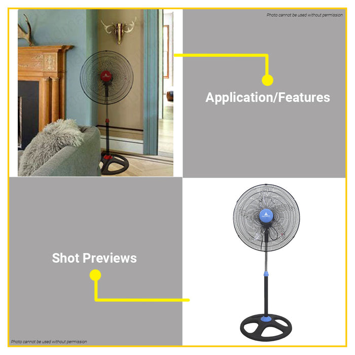 BUILDMATE Hanabishi Stand Fan 20" Inch Windmill Round Cooling Electric Fan Random Color WM-20SF