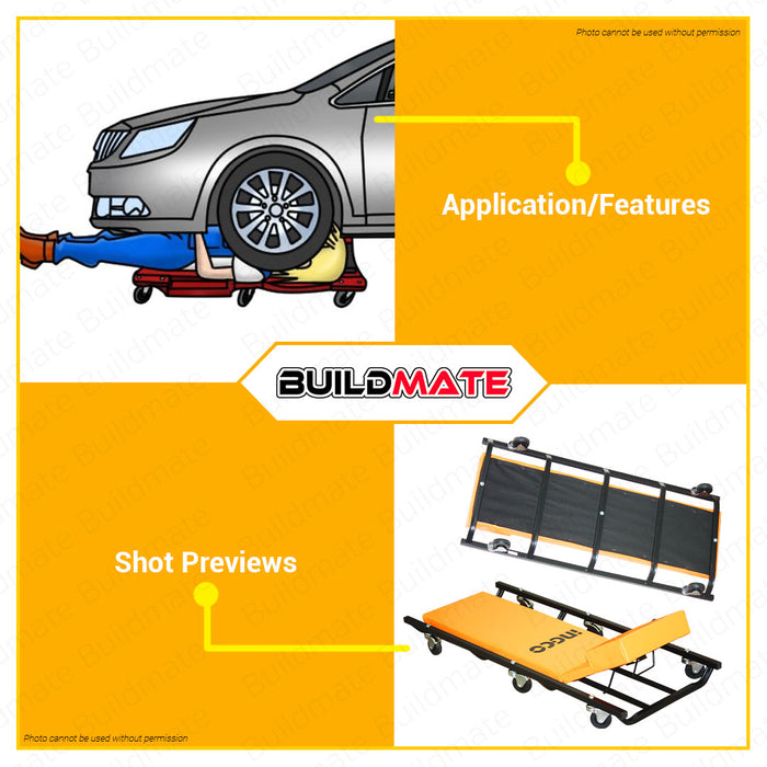 BUILDMATE Ingco Car Creeper 36" | 40" Inch Seat Creeper Garage Auto Car Repair Mechanic Creeper Vehicle Repair Low Profile Automotive Creeper Rolling Seat Adjustable Roller Garage Chair Brake Stool Workshop Car Creeper • IHT