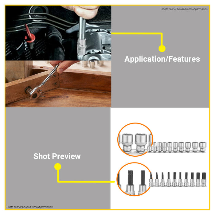 BUILDMATE Wadfow 10pcs / 12pcs Bit / Socket Set Drive Drill Wrench Adapter 1/4 Inch / 1/2 Inch Repair Hand Tools SOLD PER SET - WHT