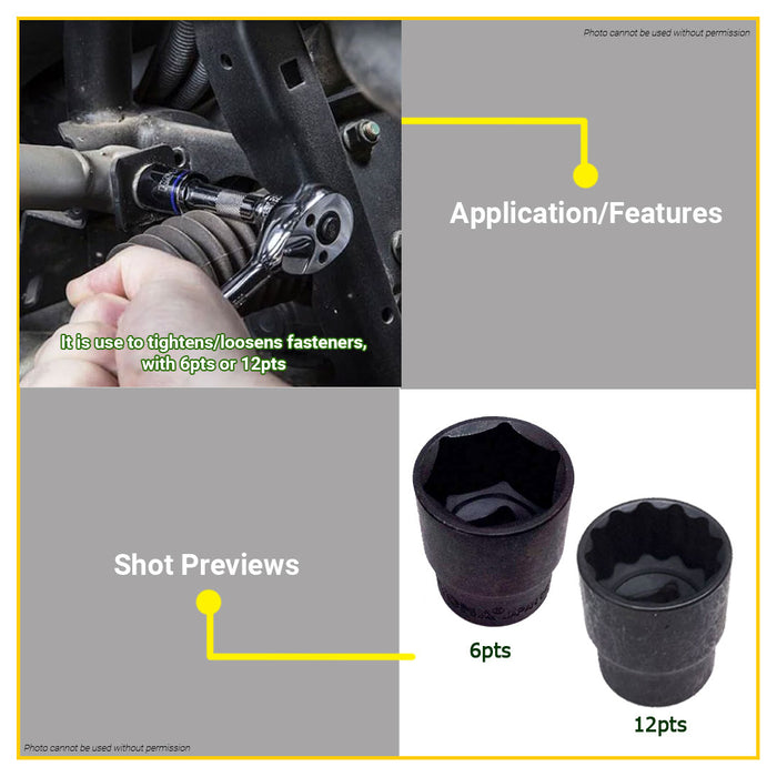 BUILDMATE Hoyoma 17pcs Drive Socket Set 6pt / 12pt Auto Repair Ratchet Drive Wrench Mechanic Tool Set Kit - HYMHT