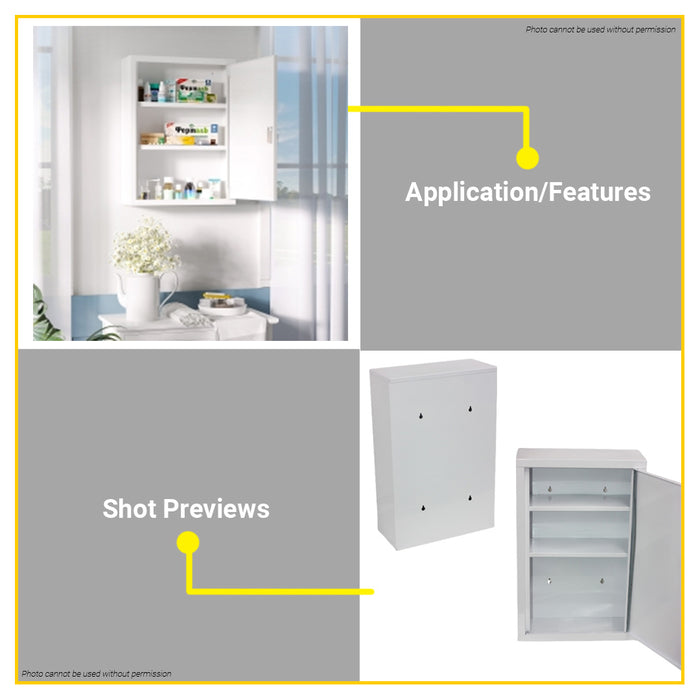 BUILDMATE Wadfow 3-Compartment Medical Cabinet 19.3L Wall Mounted Lockable Emergency Kit First Aid Medicine Medical Supply Storage Organizer Locker Box WYYX4502 - WHT