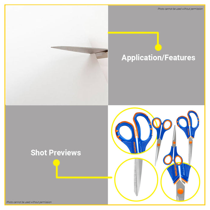 BUILDMATE Wadfow 3pcs Stainless Steel Scissors Set Heavy Duty Muti-Purpose Craft Scissor Gunting Kit SOLD PER SET - WHT