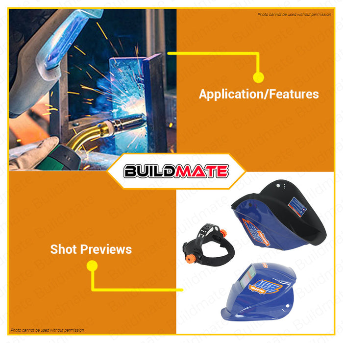 BUILDMATE Wadfow Auto Darkening Welding Helmet Solar Cell Power Dark Safety Eye Head Protection Welding Mask Gear Shield Helmet Glasses Safe Weld Visor WWH2501 • WHT