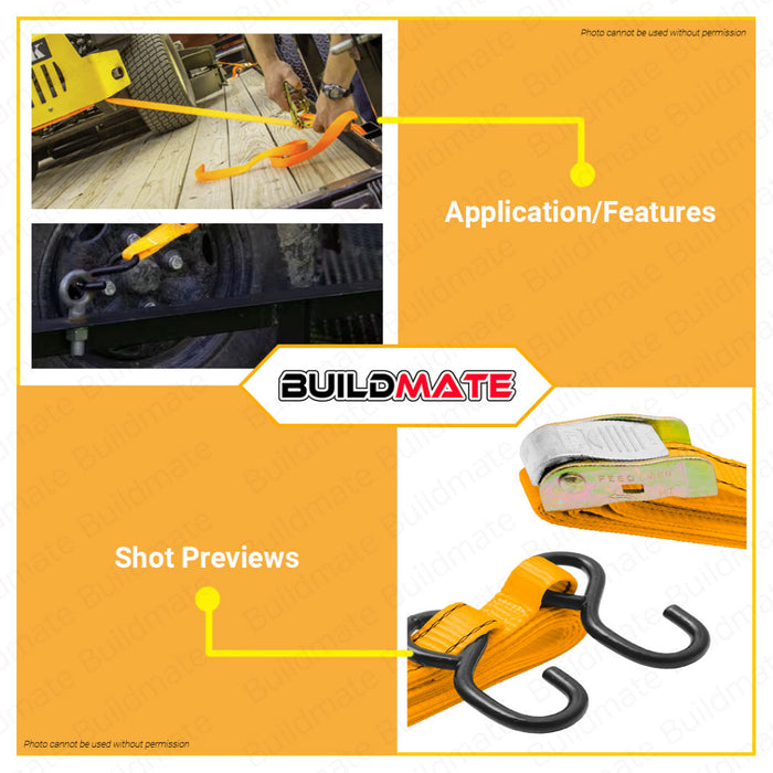 INGCO 0.8T Ratchet Straps 3M / 4.5M Ratchet Tie Down Straps Belt Safety Lock HRSP08304 HRSP08453 - IHT