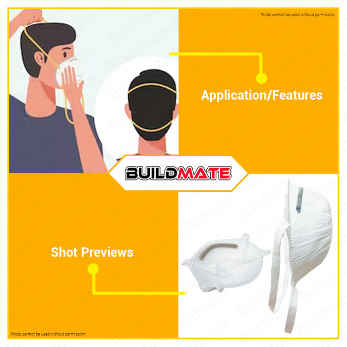 BUILDMATE Ingco Dust Mask FFP2 with Valve (N95) Grade P2 Four Layer Facemask Protection HDM02 • IHT