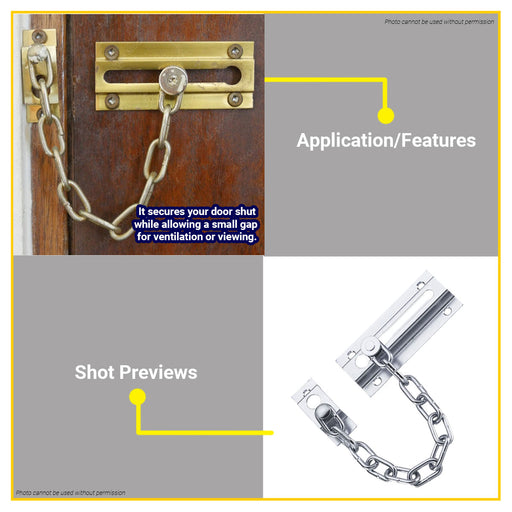 BUILDMATE Starwheel Stainless Steel Chain Door Guard 4.5" Door Security Chain Lock Safety Latch 620SS