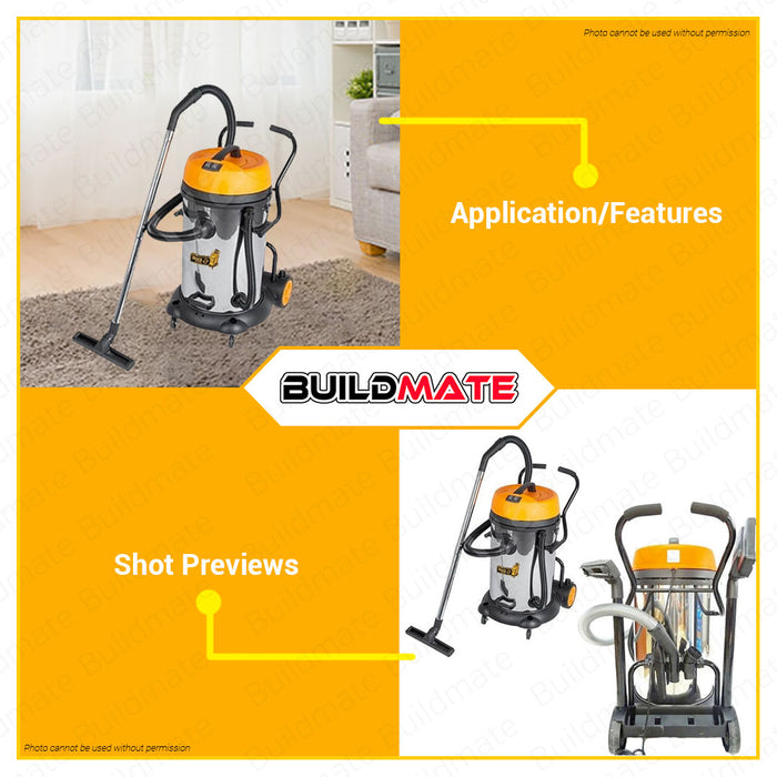 BUILDMATE Ingco Wet and Dry Vacuum Cleaner 75L 2400W Multi-Purpose Mops Dirt Cleaner Self-Cleaning Air Drying Household Floor Cleaning Tools with Wheels VC24751 • IPT