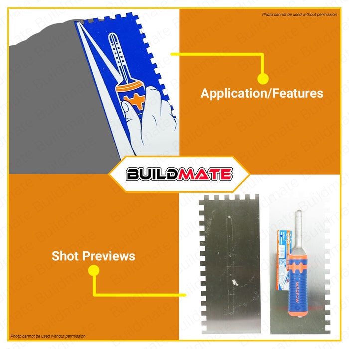 BUILDMATE Wadfow Plastering Trowel 280x120mm Without Teeth | With Teeth [SOLD PER PIECE] Plaster Trowel Drywall Trowel Finishing Masonry Trowel Plaster Finishing Tool Brick Trowel Scraper Putty Rodela WPE1912 | WPE2912 • WHT