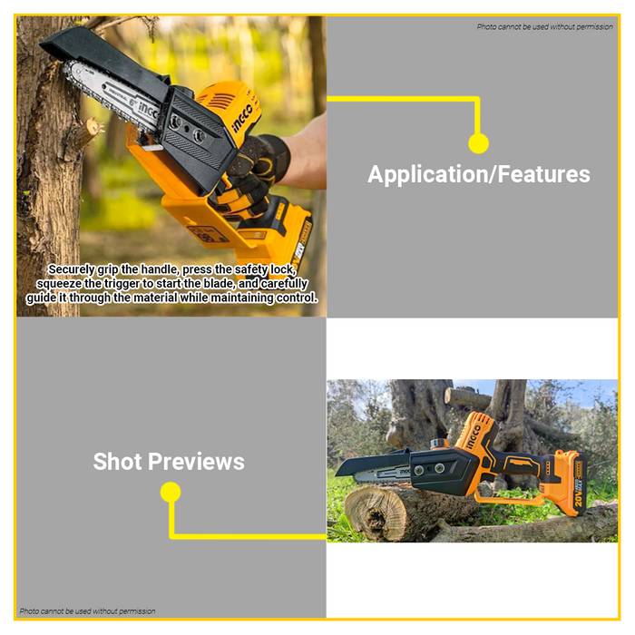 BUILDMATE Ingco Li-Ion Mini Chain Saw CGSLI2068 - ICPT